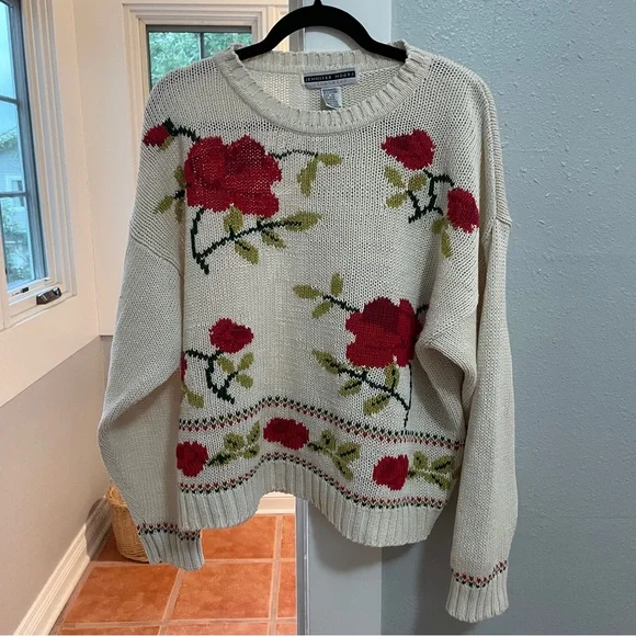 Vintage Floral Knit Sweater - Picture 3 of 6